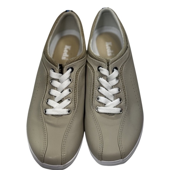 Keds Shoes - Keds Women's Gray Leather Sneakers Size 7 Taupe Low Top Lace Up Beige